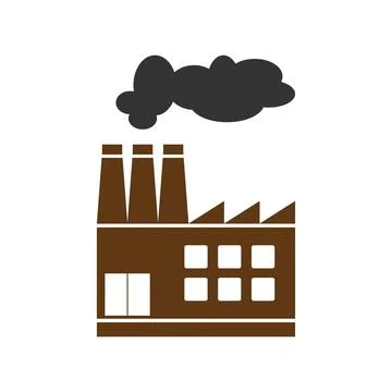 Factory Or Power Plant Flat Design Of Vector Illustration. Manufactory Indu.. Stock Illustration