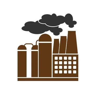 Factory Or Power Plant Flat Design. Manufactory Industrial Building Refiner.. Stock Illustration