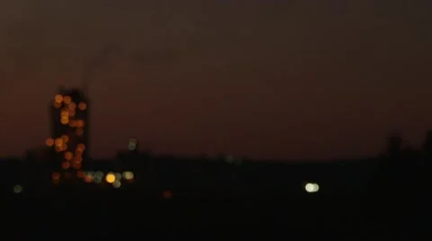 Factory out of Focus with Flickering Bokeh Stock Footage 47297983