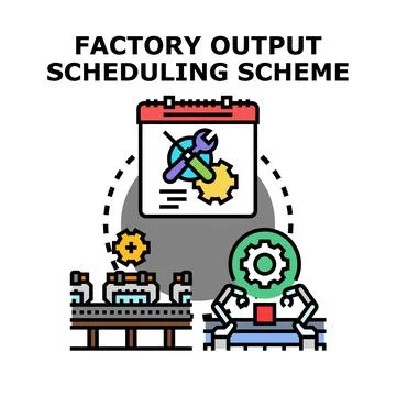 Factory output scheduling scheme planning production process Stock Illustration