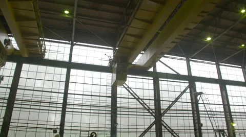 Factory Overhead Crane Inside a Factory Building Vídeos de archivo 68507623