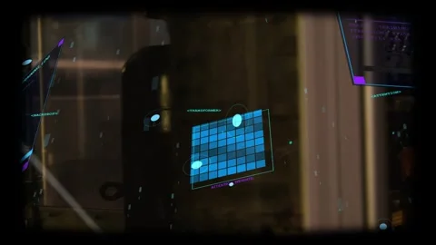 Factory overlay starting diagnostic scan, shifting over hardware while camera Stock Footage 331833287