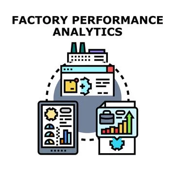 Factory performance analytics data optimizing industrial process Stock Illustration