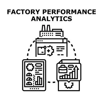 Factory performance analytics data optimizing industrial process Stockillustratie
