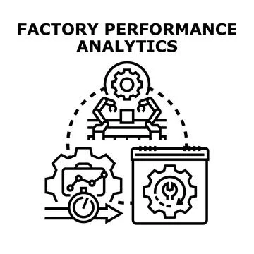 Factory performance analytics optimizing industrial production process Stock Illustration