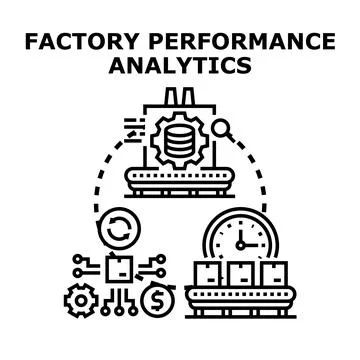 Factory performance analytics optimizing production and efficiency Stock Illustration