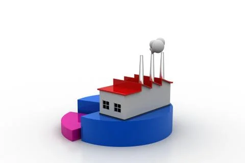Factory on the pie chart Free Stock Illustration
