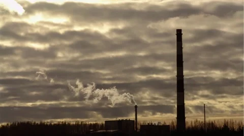 Factory pipe on a background of clouds. Stock Footage 61353735