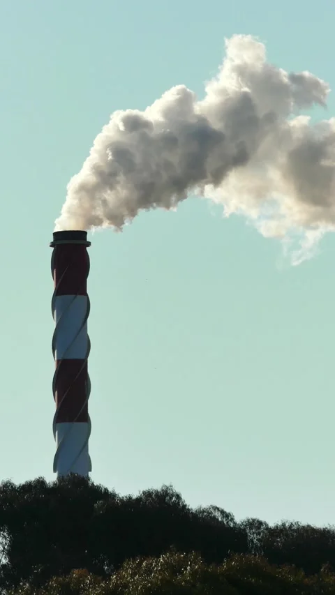 Factory pipe polluting air. Environmental problems. Industrial factory poll.. Stock Footage 290463536