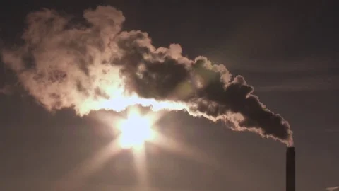 Factory pipe polluting Video stock 84262068