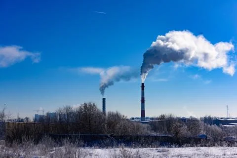 Factory pipe smoke Fotos Stock