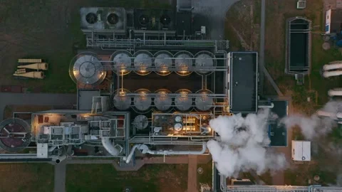 Factory pipes pollute the atmosphere. Pollution of industrial enterprises Stock Footage 225664167