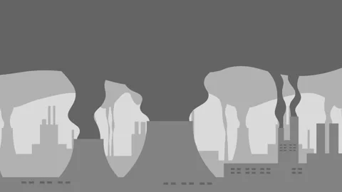 Factory pipes pollute the environment Video stock 167875042