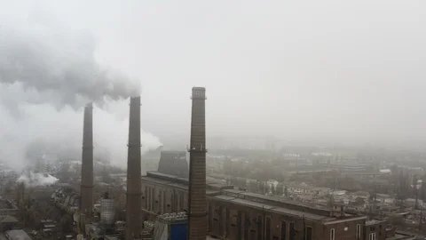 Factory Pipes producing Smoke Stock Footage 99373987