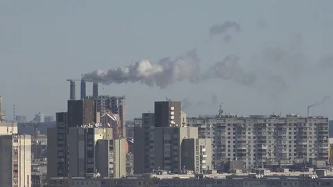 Factory Pipes Smoking Stock Footage 75156731