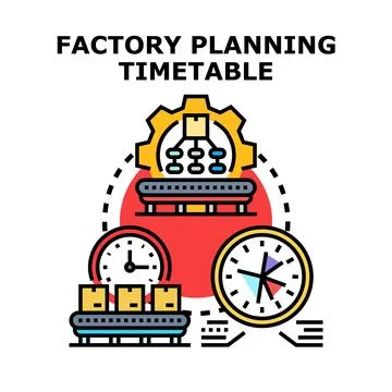 Factory planning timetable and production scheduling process Stock-Illustration