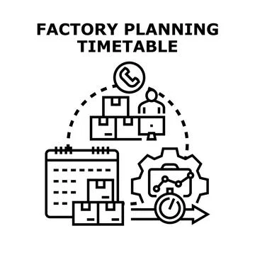 Factory planning timetable concept for production schedule Illustrazione stock