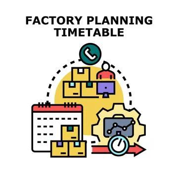 Factory planning timetable concept for production schedule Stock Illustration