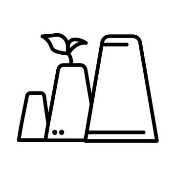 Factory with plant flat icon. Save ecology concept. Stock Illustration