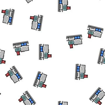 Factory plant industry building vector seamless pattern Illustrazione stock