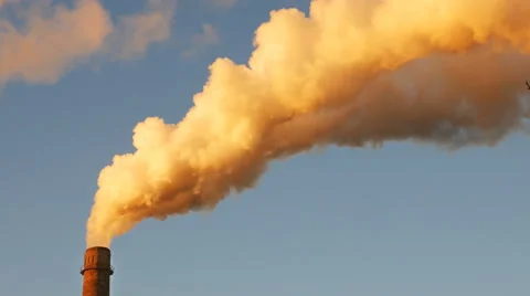 Factory plant smoke stack over blue sky background Stock Footage 60624939