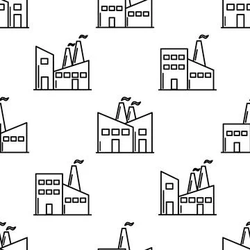 Factory plantation seamless pattern. Vector manufacture industrial illustration Illustrazione stock