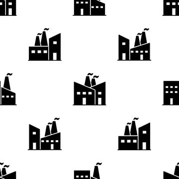 Factory plantation seamless pattern. Vector manufacture industrial illustration Stock Illustration