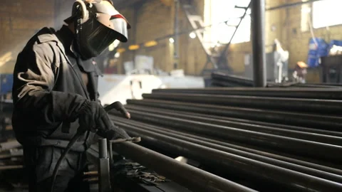 Factory, plasma metal cutting Stock Footage 114058536