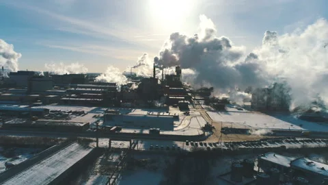 Factory pollutes the atmosphere harmful emissions Stock Footage 87091537