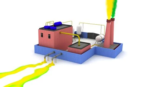 Factory pollutes the environment Stock Illustration