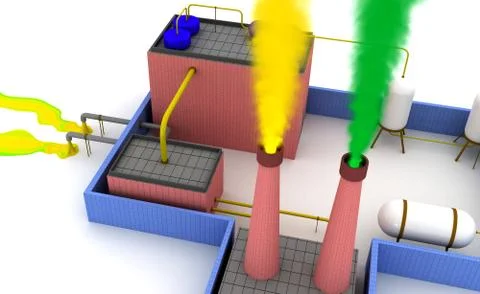 Factory pollutes the environment Illustrazione stock