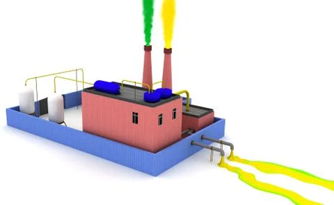 Factory pollutes the environment Stock Illustration