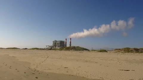Factory Polluting By a Beach Video stock 254371262