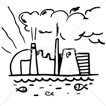 Hand drawn sketch of smokestack. Dark grey on white background.  Illustration of air pollution caused by fume from factory and plant pipe,  tube, trunk Stock Illustration | Adobe Stock