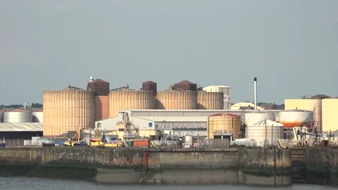 Factory in the port by the sea Stock Footage 166142952