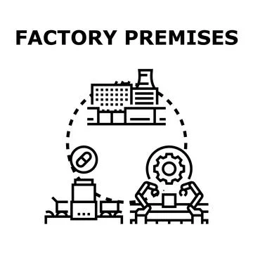 Factory premises with automated production process and robots Stock Illustration