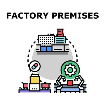 Factory premises with automated production process and robots Stock Illustration