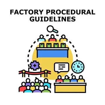 Factory procedural guidelines planning and implementation concept Stock Illustration