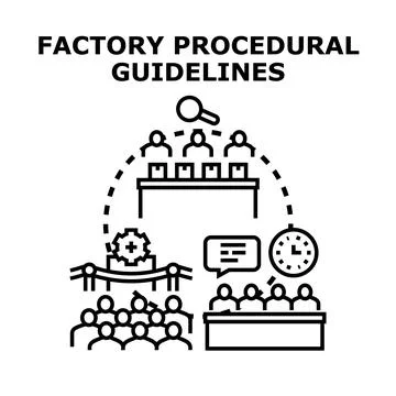 Factory procedural guidelines planning and implementation concept Stock Illustration