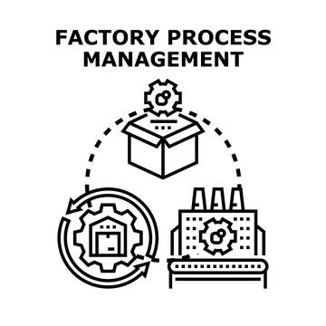 Factory process management concept with manufacturing workflow イラスト素材