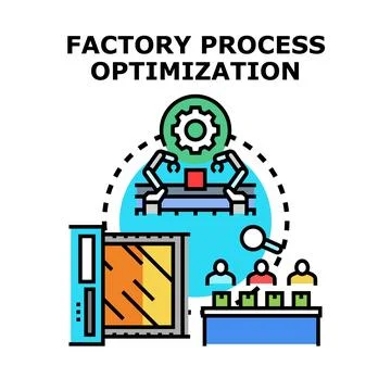 Factory process optimization concept developing production strategy Illustrazione stock
