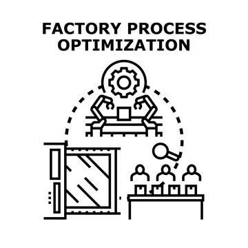 Factory process optimization concept developing production strategy Stock Illustration