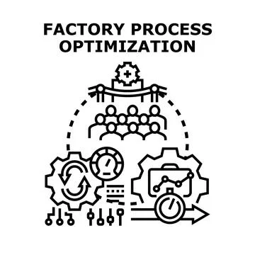 Factory process optimization concept illustration for industrial efficiency Stock Illustration