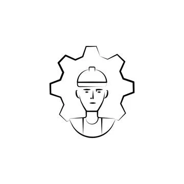 Factory, process, worker hand drawn icon. Outline symbol design from business Illustrazione stock