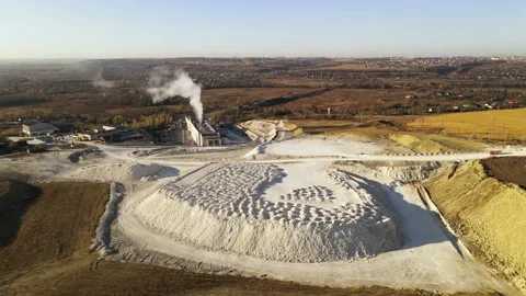 Factory for processing chalk in a chalk quarry. Industrial landscape. aerial  스톡 동영상 143028075