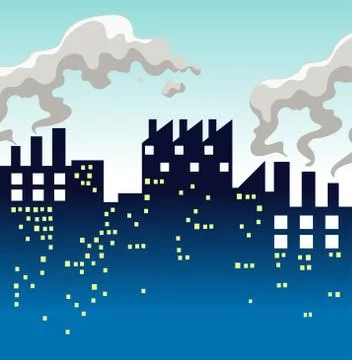 Factory producing lots of smoke Stock Illustration