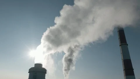 Factory producing smoke. Air pollution, industry impact on environment Stock Footage 113324169