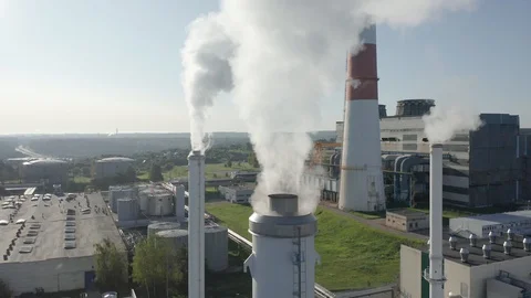 Factory producing smoke. Air pollution, industry impact on environment Video stock 113324401