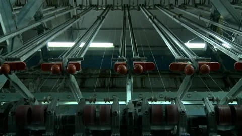 Factory producing yarn Stock Footage 139283874