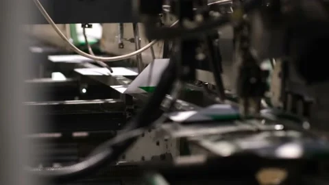 Factory for the production of cardboard boxes. Automatic Folding Video stock 144593042